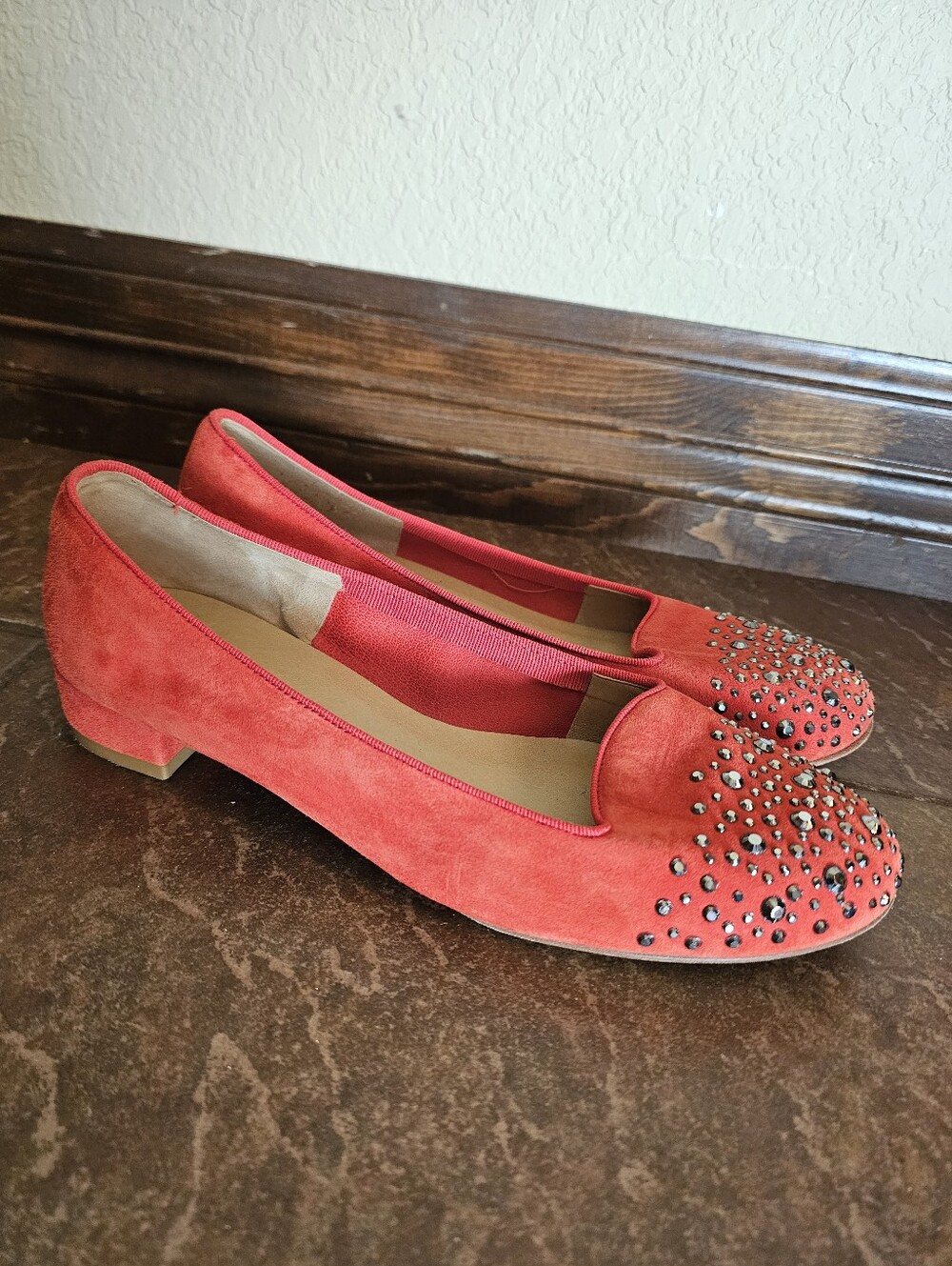Sesto Meucci Studded Flats Orange Suede 8.5